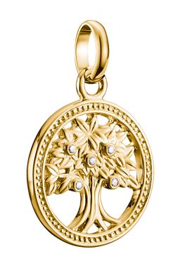 Thomas Sabo Sterling Silver Yellow Gold Plated Tree of Love Charm with Cubic Zirconia