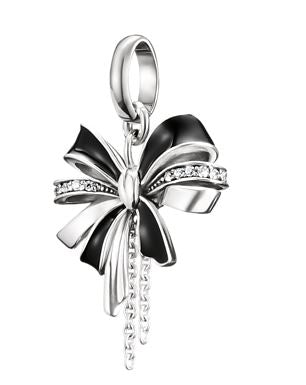 Thomas Sabo Sterling Silver Black Bow Charm with Cubic Zirconia