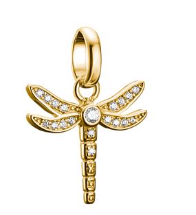 Thomas Sabo Sterling Silver Yellow Gold Plated Dragonfly Charm with Cubic Zirconia