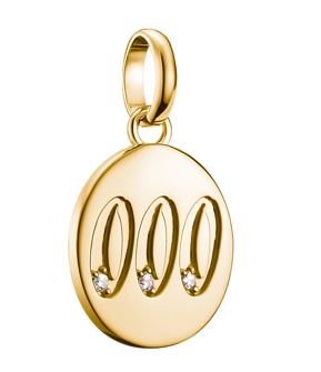 Thomas Sabo Yellow Gold Plated Sterling Silver Angel 000 Disc Charm with Cubic Zirconia