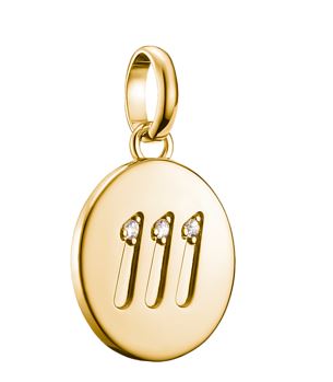 Thomas Sabo Sterling Silver Yellow Gold Plated Angel 111 Disc Charm with Cubic Zirconia