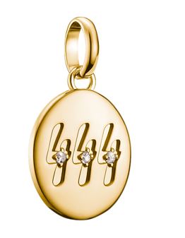 Thomas Sabo Sterling Silver Yellow Gold Plated Angel 444 Disc Charm with Cubic Zirconia