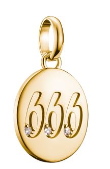 Thomas Sabo Sterling Silver Yellow Gold Plated Angel 666 Disc Charm with Cubic Zirconia