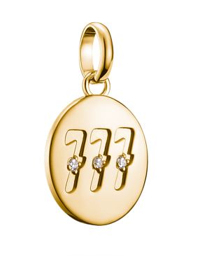 Thomas Sabo Sterling Silver Yellow Gold Plated Angel 777 Disc Charm with Cubic Zirconia