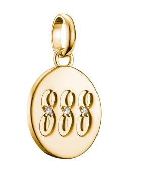 Thomas Sabo Sterling Silver Yellow Gold Plated Angel 888 Disc Charm with Cubic Zirconia