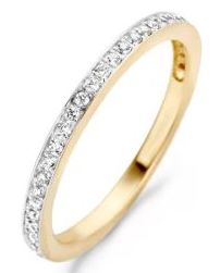 Blush 14ct Yellow Gold Pave set CZ Band set in White Gold - 54
