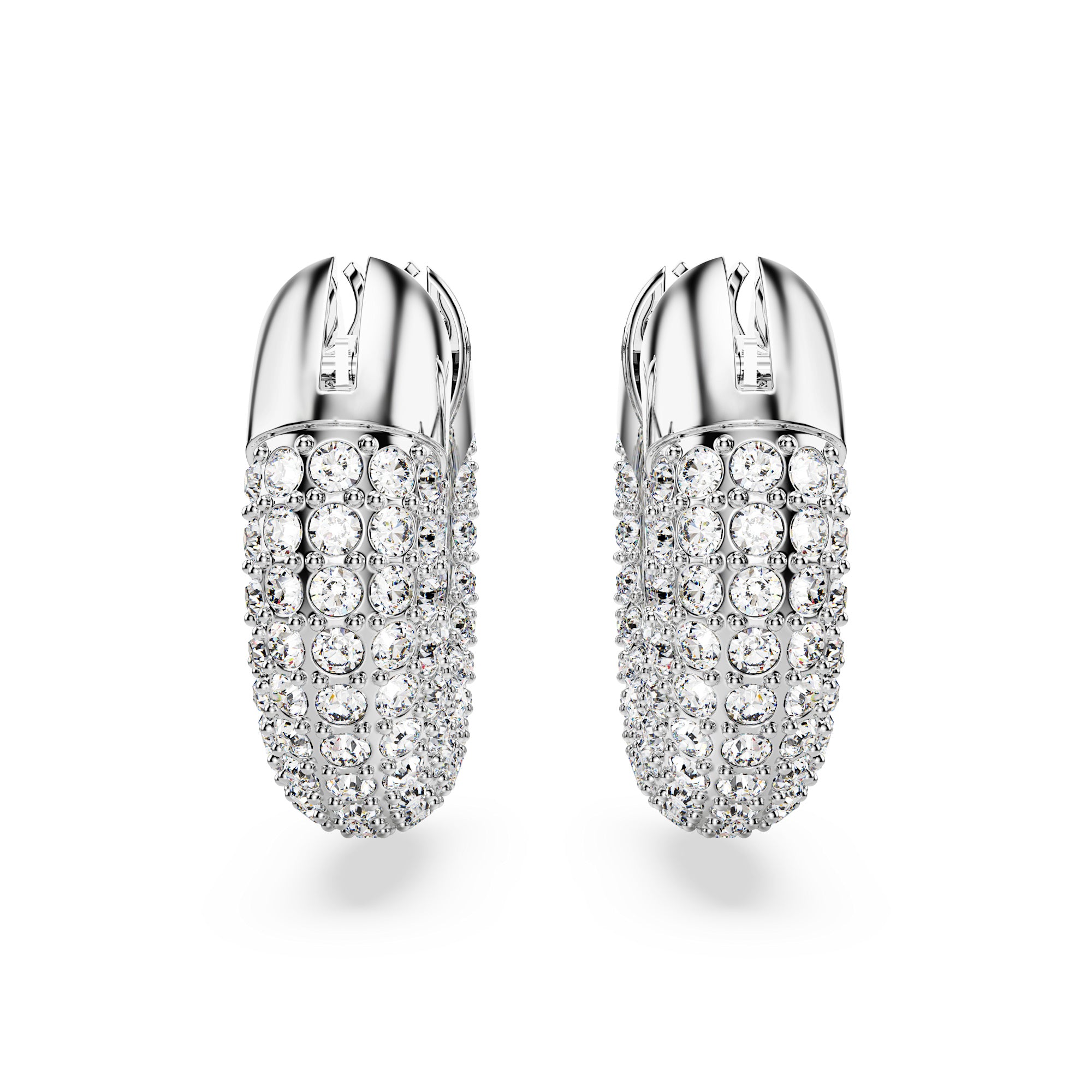 Swarovski Dextera Hoop Earrings - Rhodium Plated 15mm - White - Small