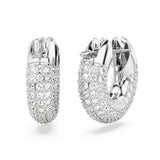 Swarovski Dextera Hoop Earrings - Rhodium Plated 15mm - White - Small