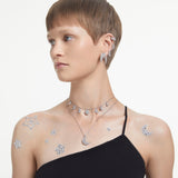 Swarovski Dextera Hoop Earrings - Rhodium Plated 15mm - White - Small