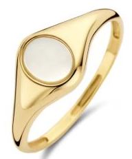 Blush 14ct Yellow Gold Oval Mother of Pearl Ring - 54