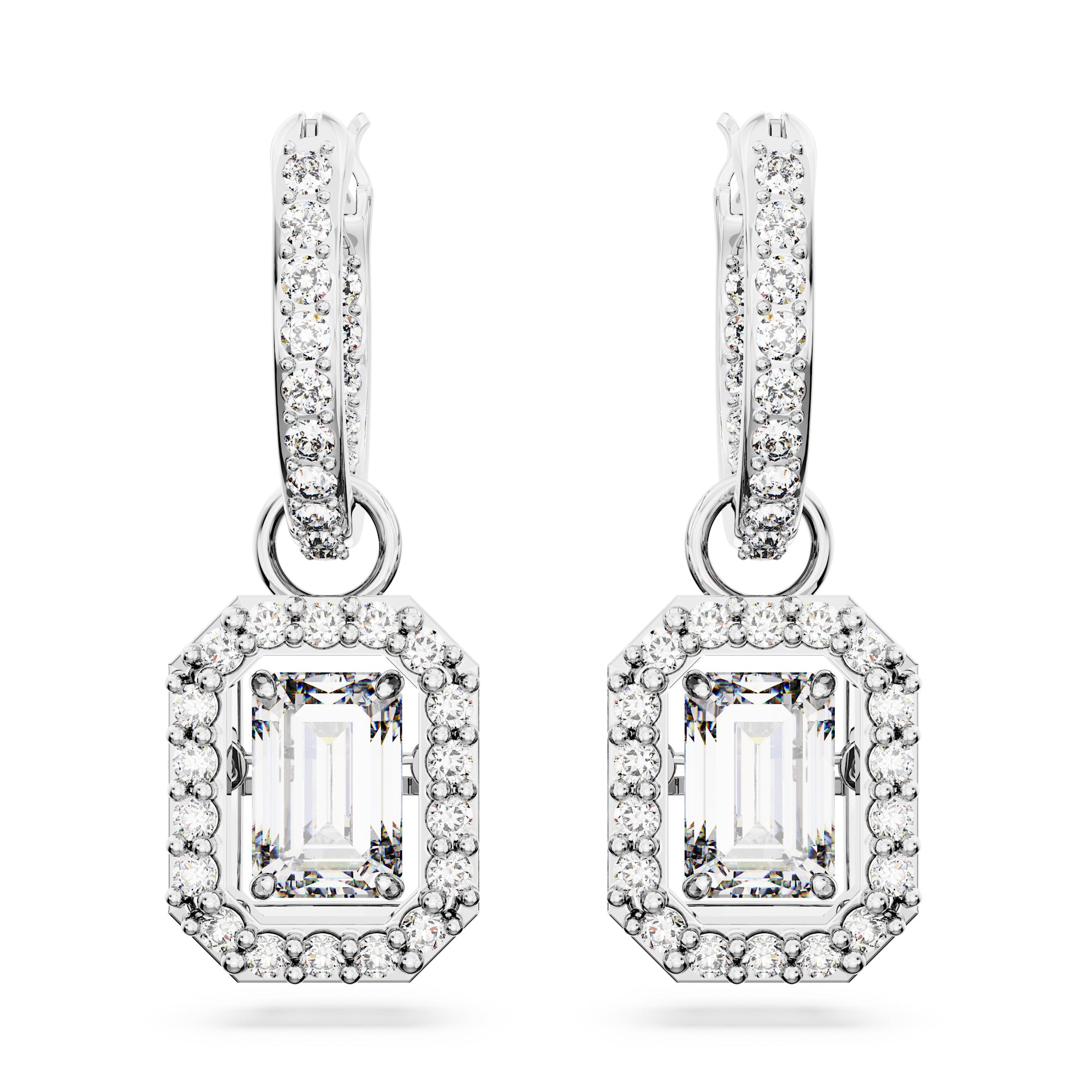Swarovski Millenia Drop Earrings - Rhodium Plated - White