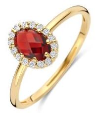 Blush 14ct Yellow Gold Oval Garnet and CZ Cluster Ring - 54