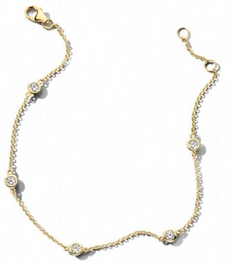 Blush 14ct Yellow Gold 5 Stone CZ Bezel set Station Bracelet 17-18cm