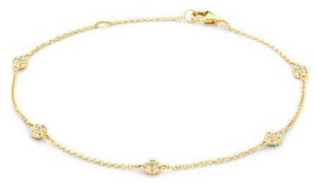 Blush 14ct Yellow Gold 5 CZ Cluster Double Sided Station Bracelet 17-19cm
