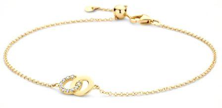 Blush 14ct Yellow Gold CZ Double Circle Adjustable Bracelet 18cm