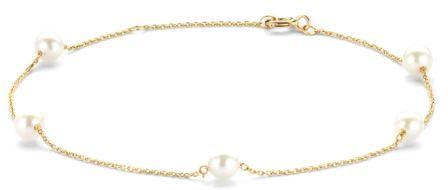 Blush 14ct Yellow Gold 5 Fresh Water Pearls Station Bracelet 17-19cm