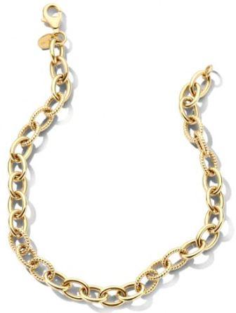 Blush 14ct Yellow Gold Oval Link Bracelet with Alternating Smooth and Braid Design Links 18.5cm