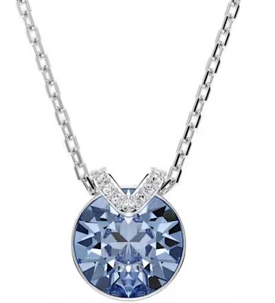 Swarovski Bella V Pendant, Round Cut, Blue, Rhodium Plated