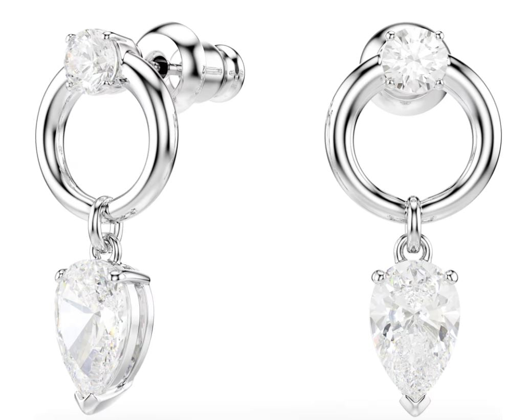 Swarovski Mesmera Drop Earrings, Mixed cuts, White, Rhodium Plated