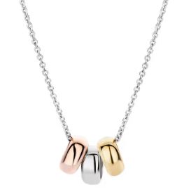 Blush 14ct White Gold Necklace with White, Yellow and Rose Gold Seperate Moving Rings 42cm