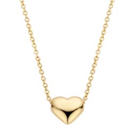 Blush 14ct Yellow Gold Puff Heart Necklace 42cm