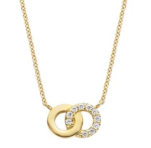 Blush 14ct Yellow Gold CZ Double Circle Necklace 42cm