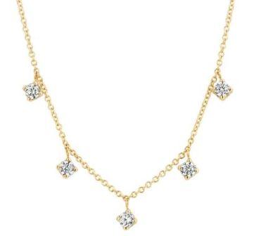 Blush 14ct Yellow Gold 5 Stone CZ Drop Necklace 42cm