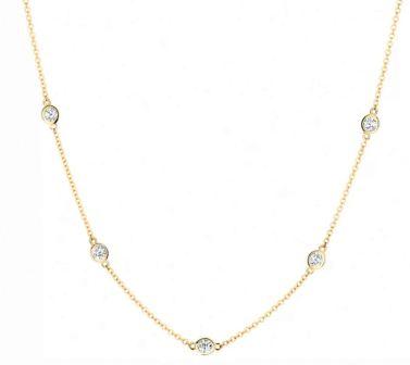 Blush 14ct Yellow Gold 15 Stone CZ Station Necklace 42cm
