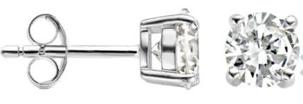 Blush 14ct White Gold CZ Stud Earrings 6mm