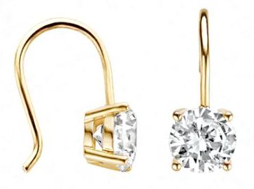 Blush 14ct Yellow Gold CZ Earrings with Hook Wire Fitting 6mm