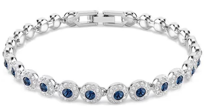 Swarovski Una Angelic Tennis Bracelet, Round Cut, Blue, Rhodium Plated - S