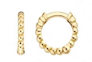 Blush 14ct Yellow Gold Ball Pattern Hoop Earrings 9mm