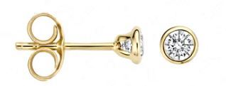 Blush 14ct Yellow Gold Bezel set CZ Stud Earrings 3.25mm