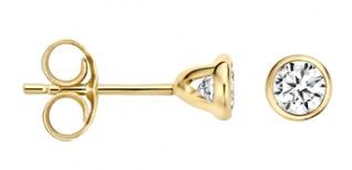 Blush 14ct Yellow Gold Bezel set CZ Stud Earrings 3.8mm