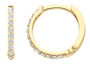 Blush 14ct Yellow Gold CZ Hoop Earrings 11.6mm