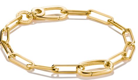 Thomas Sabo Yellow Gold Plated Sterling Silver Paperlink Charm Bracelet With Connect Link 19cm