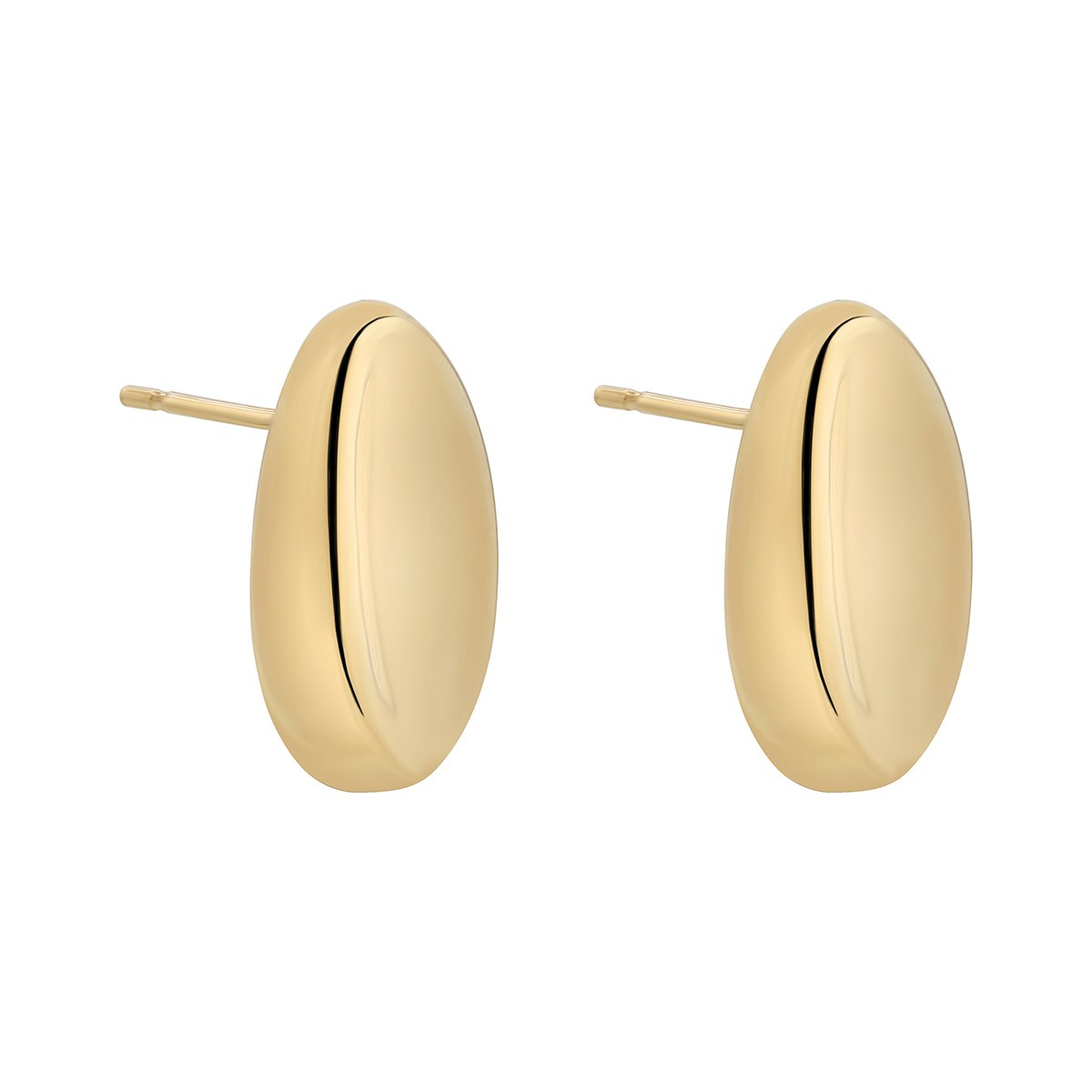 Sterling Silver Yellow Gold Plated Coffee Bean Stud Earrings