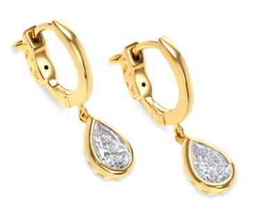 CARAT* London Yellow Gold Plated Sterling Silver Danu Pear Drop Hoop Earrings with Cubic Zirconia