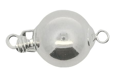 10 mm Sterling Silver Plain Ball Clasp Necklace