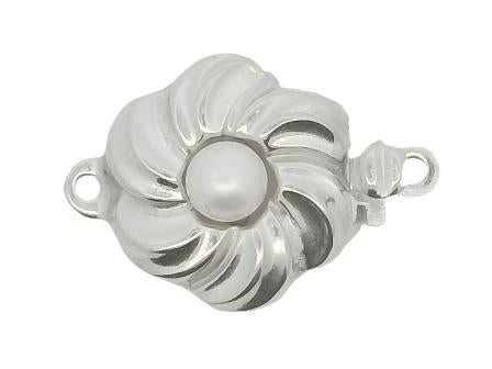 Sterling Silver Flower Clasp Pearl Necklace