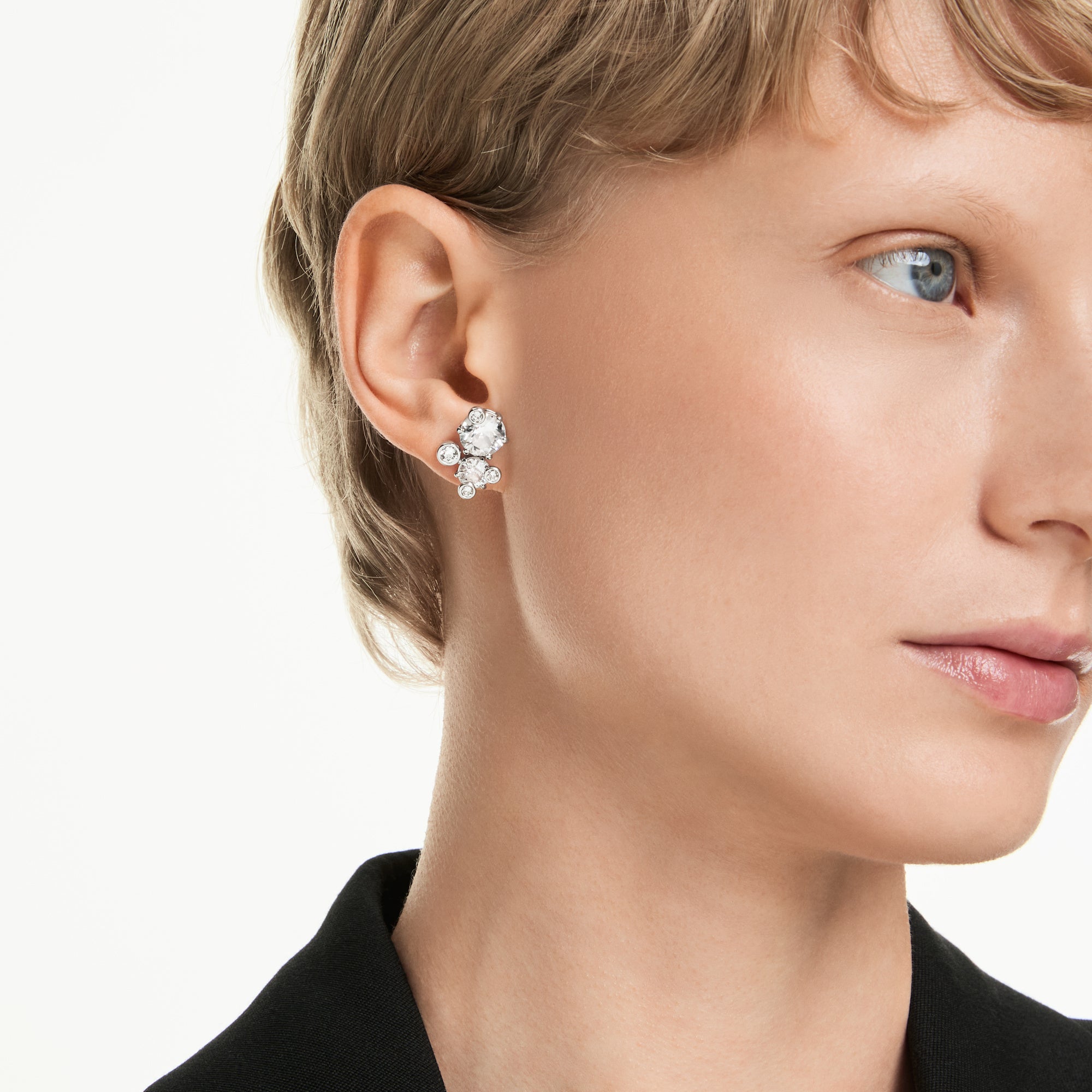 Swarovski Constella Stud Earrings - Rhodium Plated - White