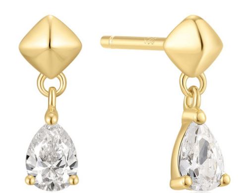 Ania Haie Gold Plated Pyr Cubic Zirconia Drop Stud Earrings