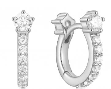 Ania Haie Sterling Silver Cubic Zirconia Pavé Huggie Earrings 11mm
