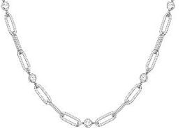 Ania Haie Silver Bezel Set Cubic Zirconia Station Paperlink Chain Necklace 45cm