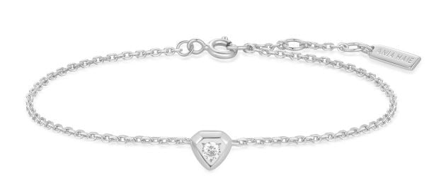 Ania Haie Silver Cubic Zirconia Tiny Shield Bracelet 16.5-18.5cm