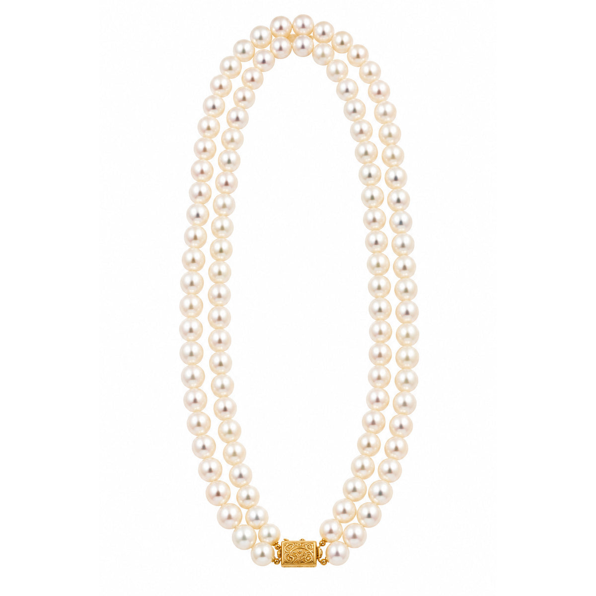 Noriko Freshwater Pearl Double Row Necklace with 9ct Yellow Gold Clasp