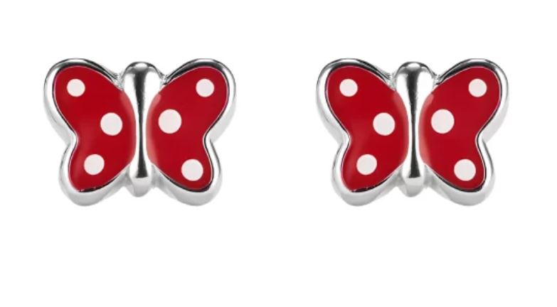 Sterling Silver Red Butterfly Stud Earrings