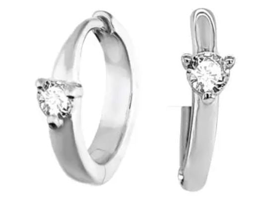 Sterling Silver CZ Hoop Earrings 14mm