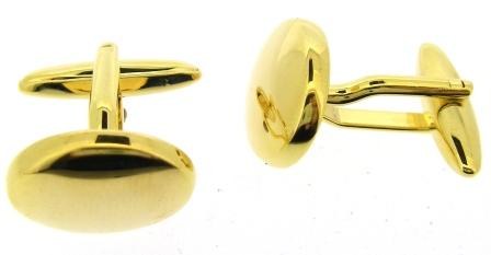Yellow Gold Plated Oval Cufflinks Charm