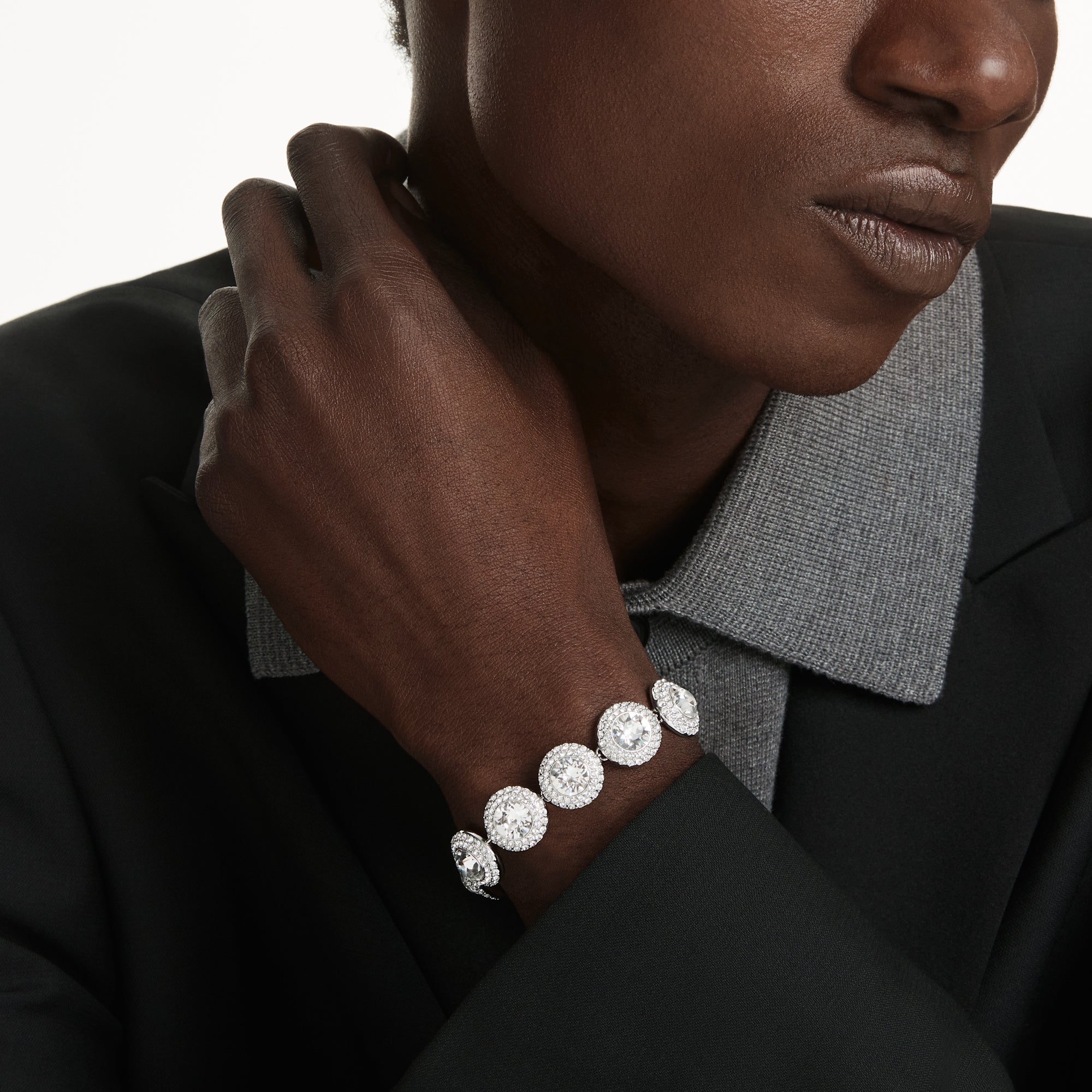 Swarovski Una Angelic Bracelet - Rhodium Plated- M - White